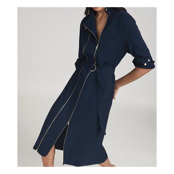 Reiss Alexis Double Zip Long Sleeve Dress - 8 Us / 12 Uk - Navy - Picture 5 of 8
